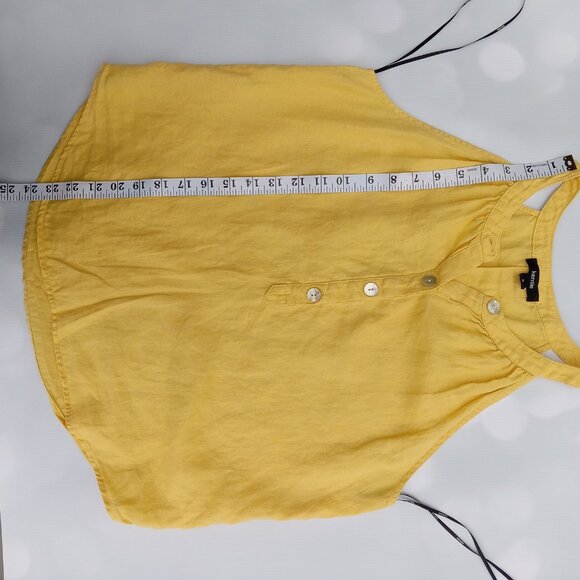 Kensie racerback sleeveless yellow LINEN tank top button front size S - Picture 6 of 6